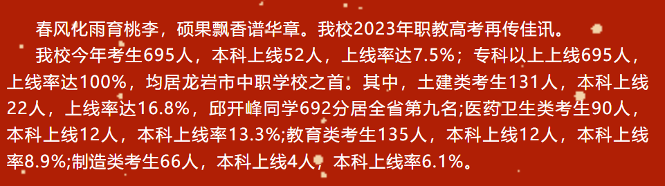 福建中職升學(xué)資訊：福建九地市中職升學(xué)率排名第一的學(xué)校來了!