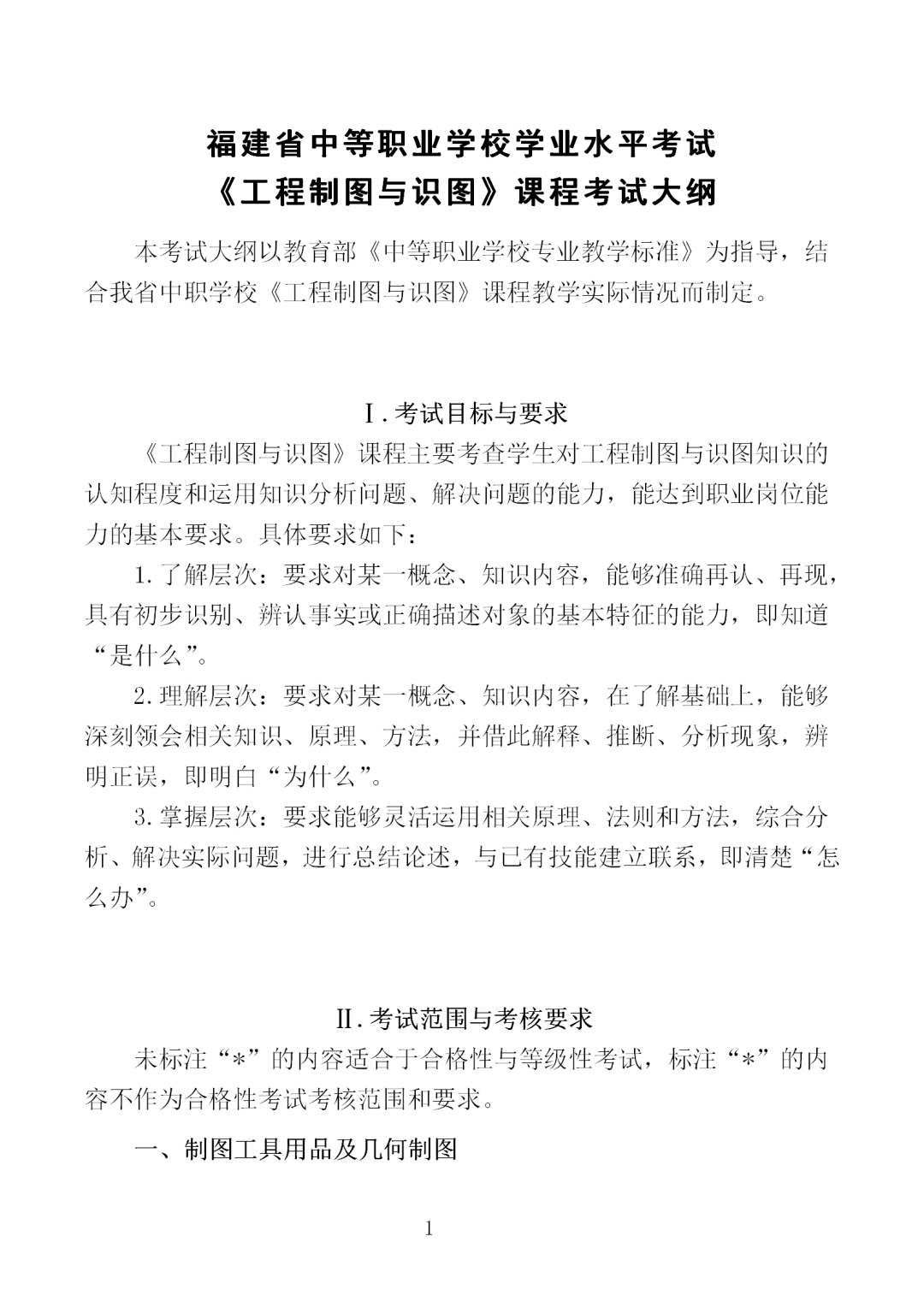 中職學考丨福建中職學考《工程制圖與識圖》考試大綱一覽！